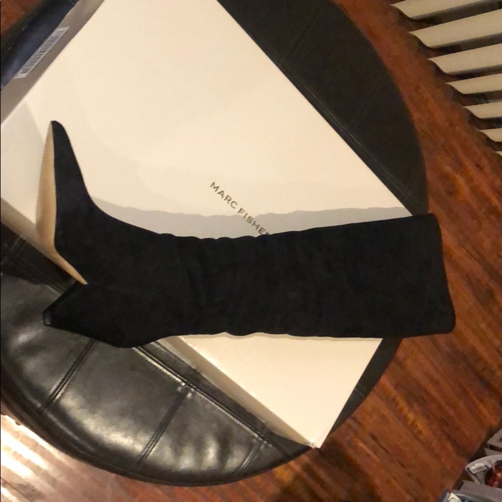 Black suede thigh boots